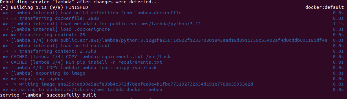 Running docker compose watch on reload